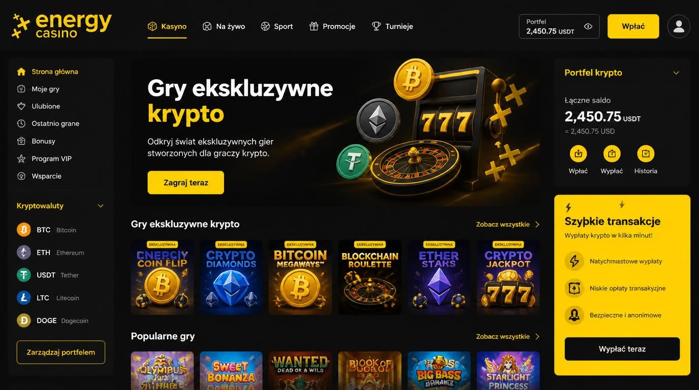 Kryptowaluty, gry ekskluzywne i szybkie wypłaty